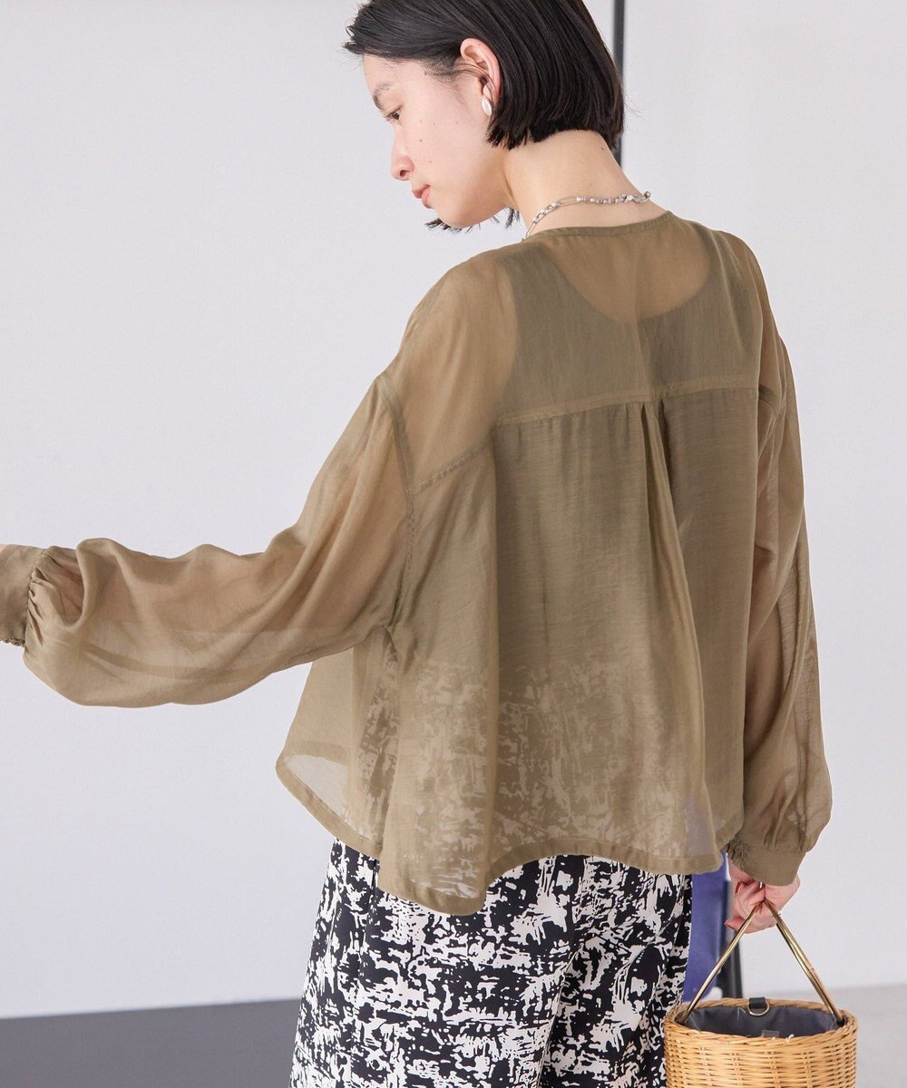 AMERICAN HOLIC 【WEB限定】ノーカラーシアーZIPブルゾン 