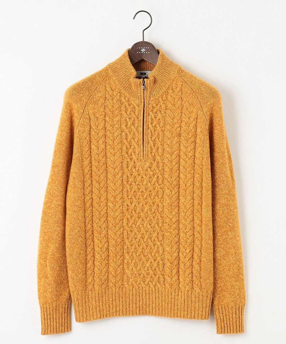 JOSEPH ABBOUD 【イタリア糸使用/軽く暖かい/多色展開】 ラムウールケーブル柄ハーフZIPプルオーバー 