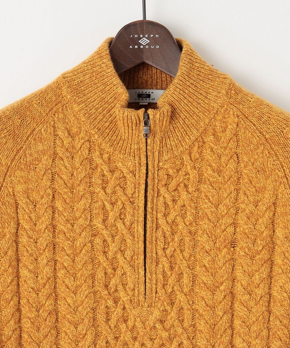 JOSEPH ABBOUD 【イタリア糸使用/軽く暖かい/多色展開】 ラムウールケーブル柄ハーフZIPプルオーバー 
