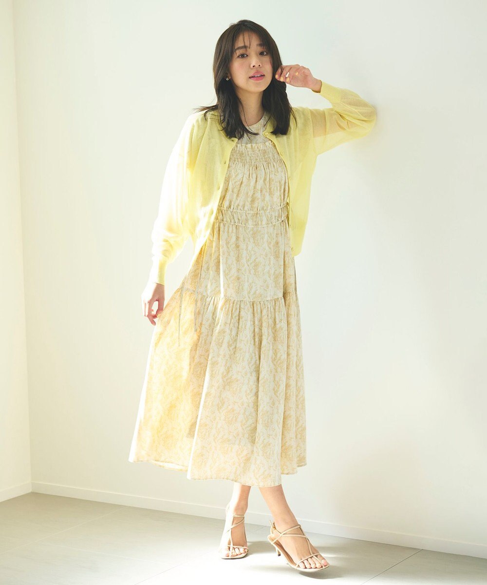 Feroux 【洗える】シアーカラー カーディガン 