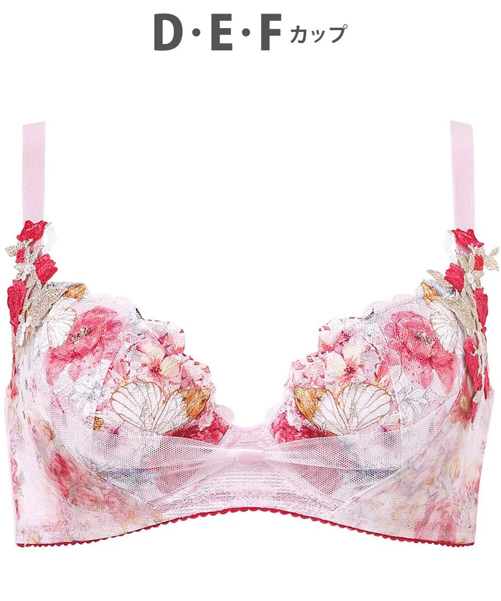 WACOAL 【リボンブラ 脇すっきり】 ブラジャー 脇高設計 着やせシルエット 動いても谷間キープ Gカップまで対応 大きいサイズ レディース BXB483 /ワコール 