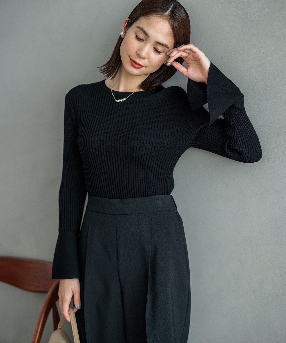 組曲 【WEB限定】ELENAフレアスリーブ リブニット 