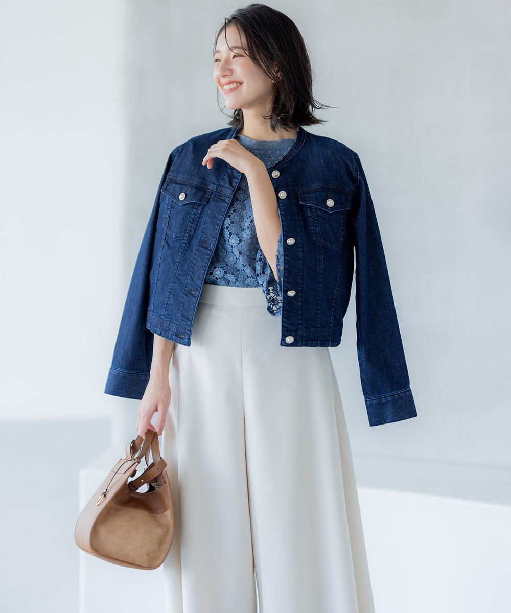 組曲 S 【WEB限定】フラワーレース袖フレア ブラウス 