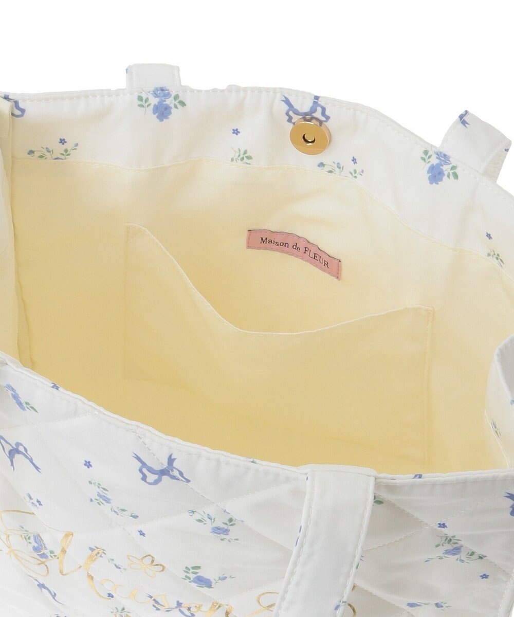 Maison de FLEUR フラワーリボンプリントスクエアトートバッグ 