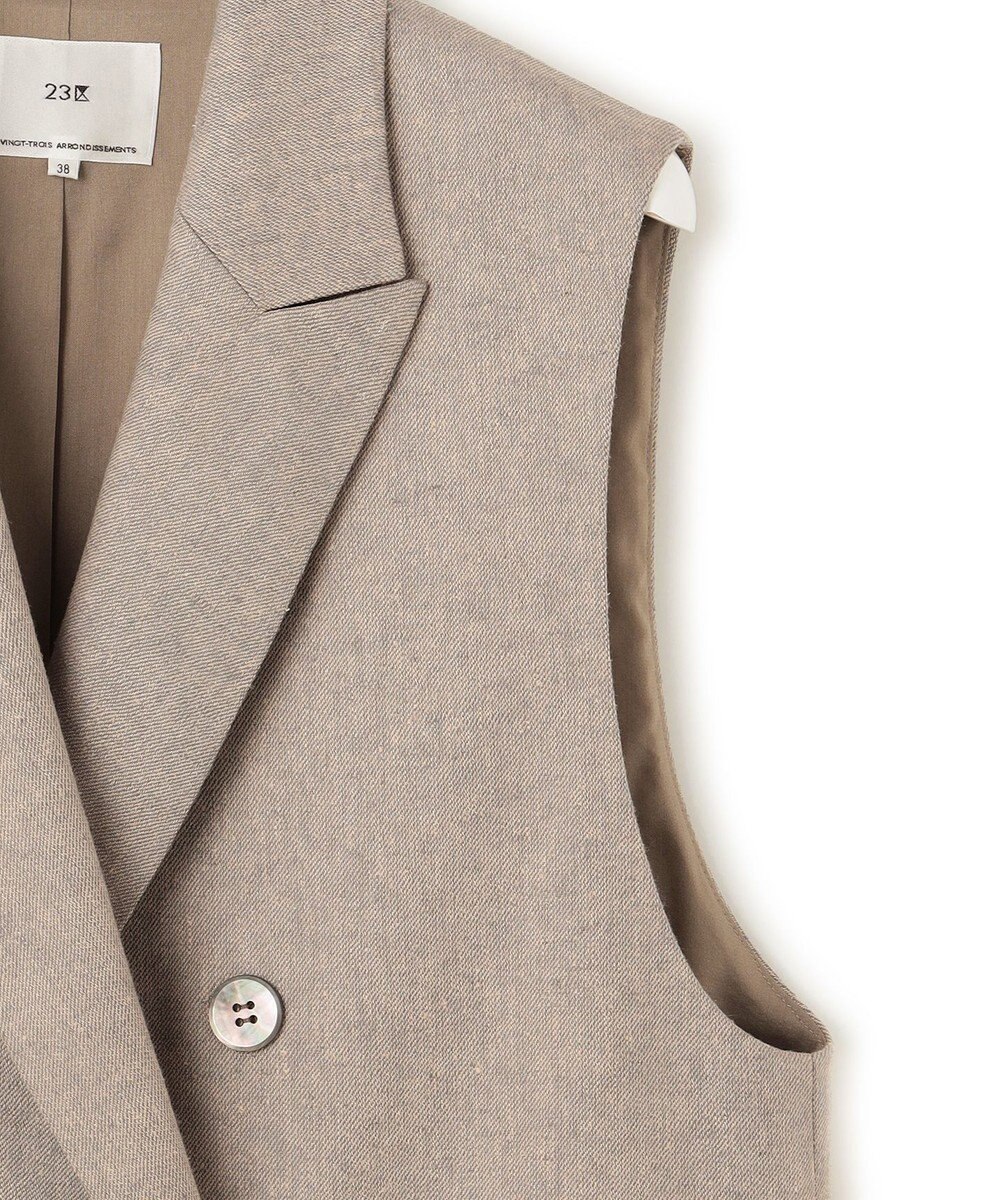 23区 【セットアップ対応】リネン ミックスツイード ジレ 