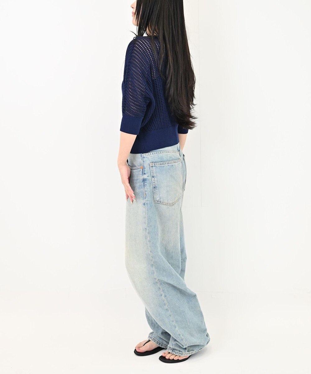 TOQUE 25SS新作〈大草直子さんアドバイザー〉【天然素材】シルク×コットン粗メッシュニットドルマンスリーブ5分袖 