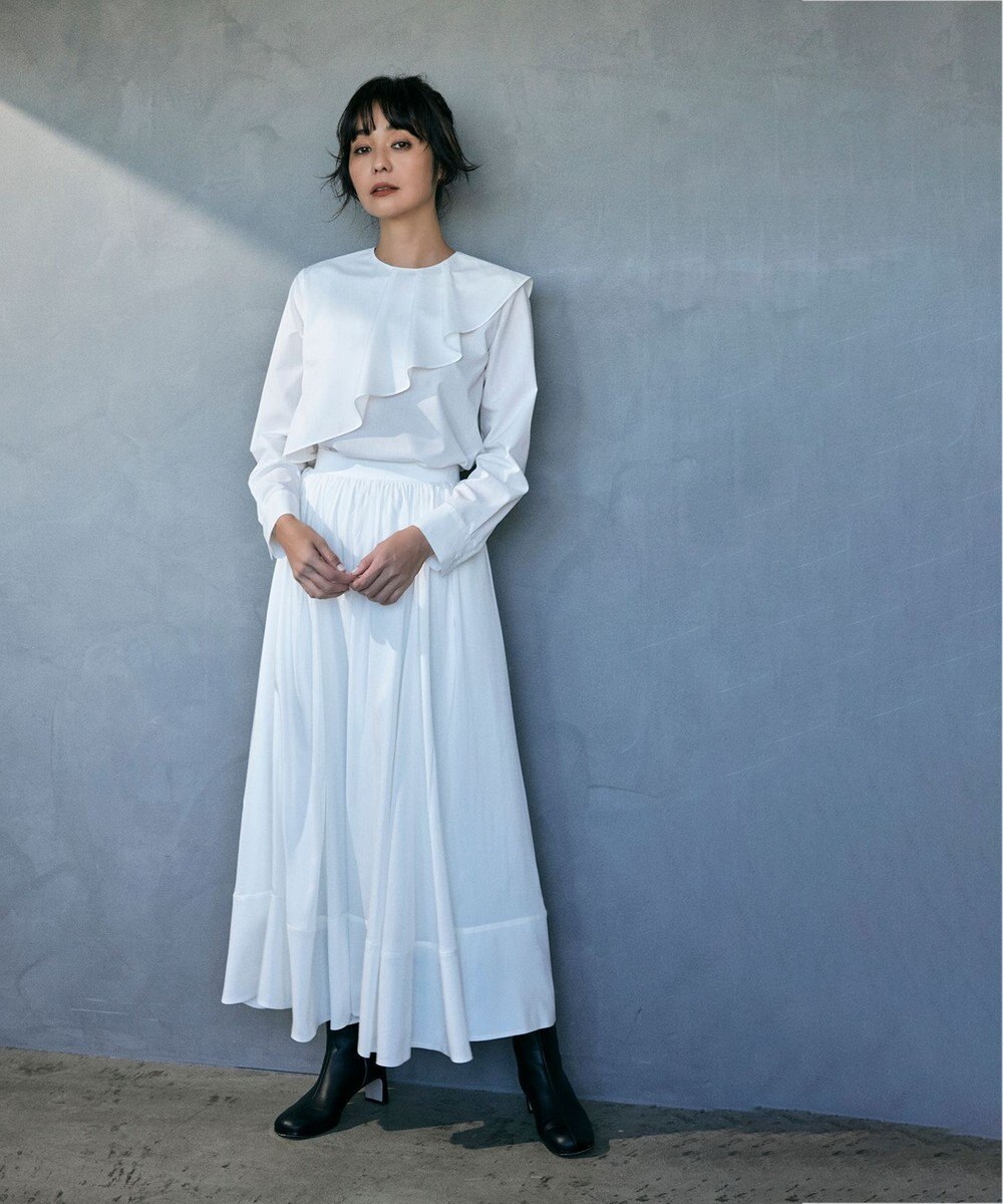 ICB 【洗える】クリーンブロード ラッフルデザインブラウス 