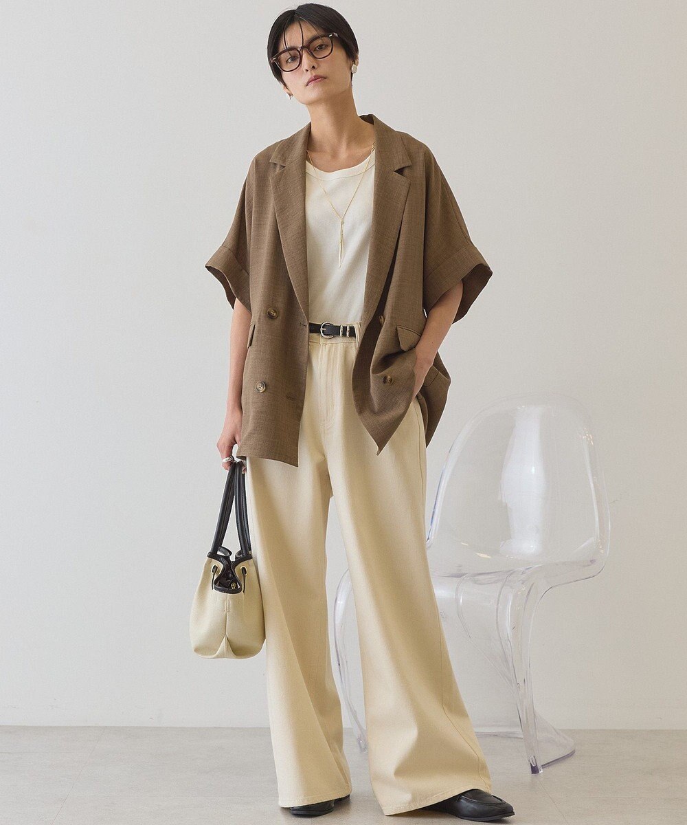 AMERICAN HOLIC 【先行予約】【イージーケア】リネンライク半袖ジャケット 