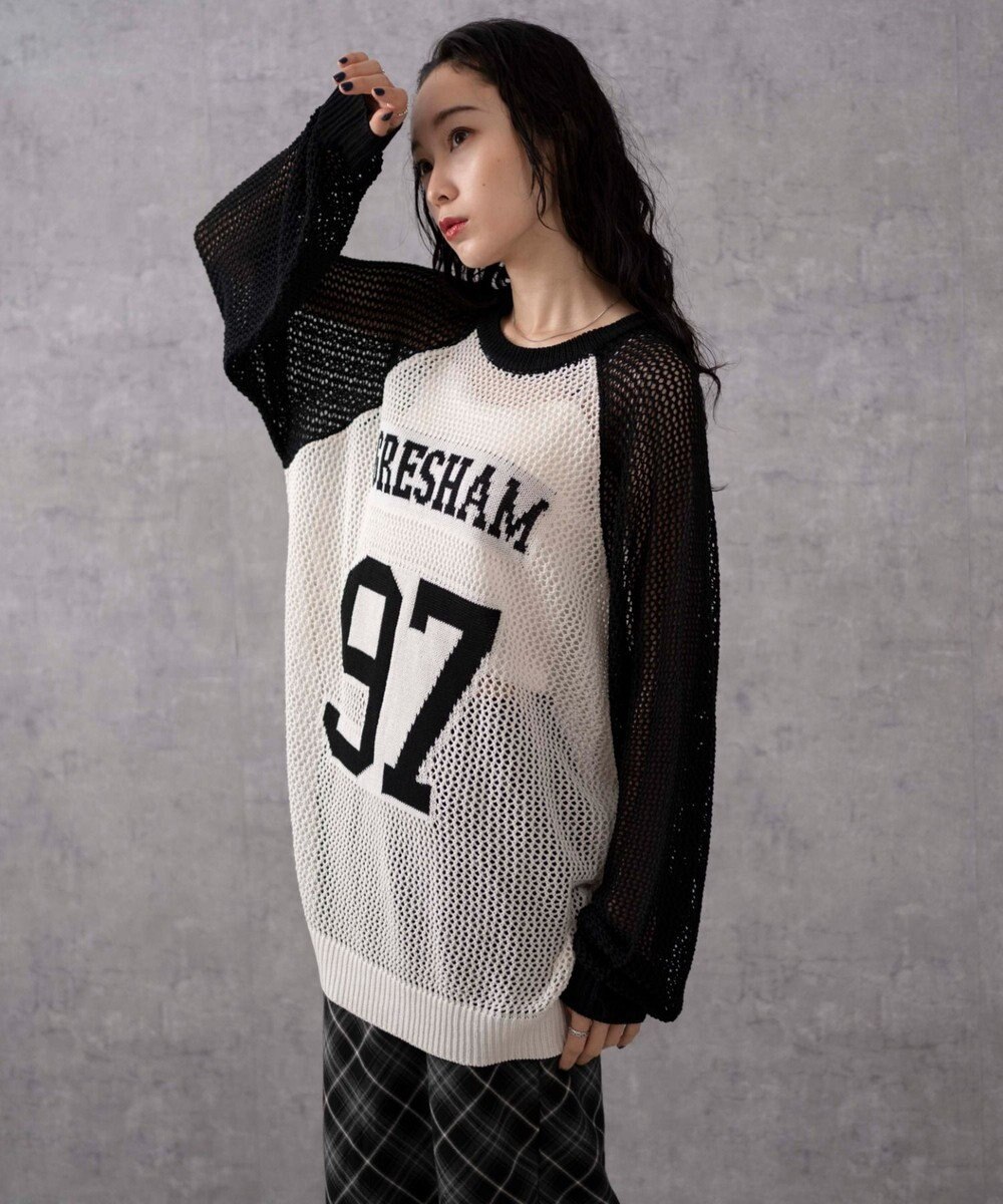 WEGO ロゴメッシュジャガードニット 