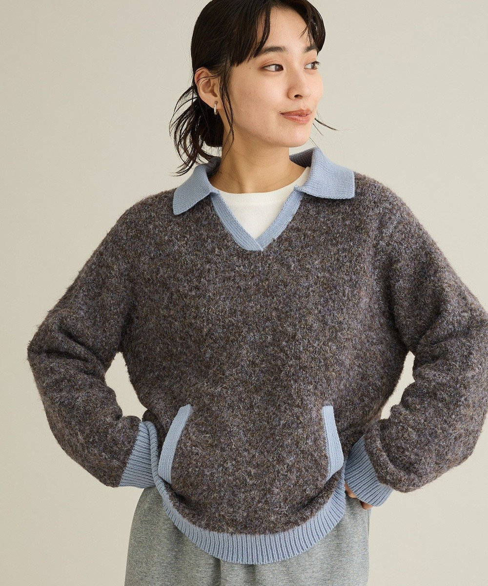 CRAFT STANDARD BOUTIQUE 配色Vネックニットプルオーバー 