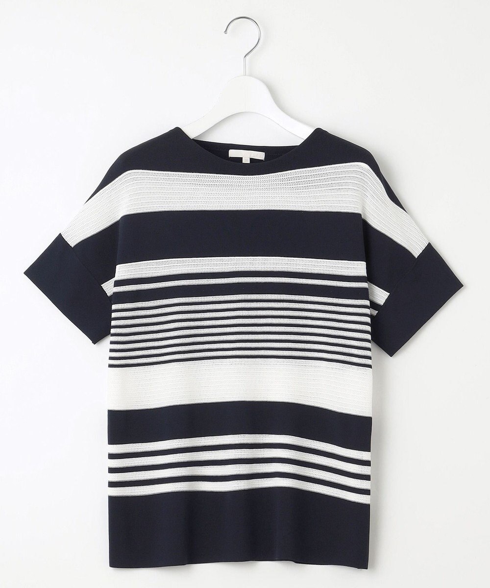 自由区 【UVカット・洗える】クレープストレッチボーダー ニット 