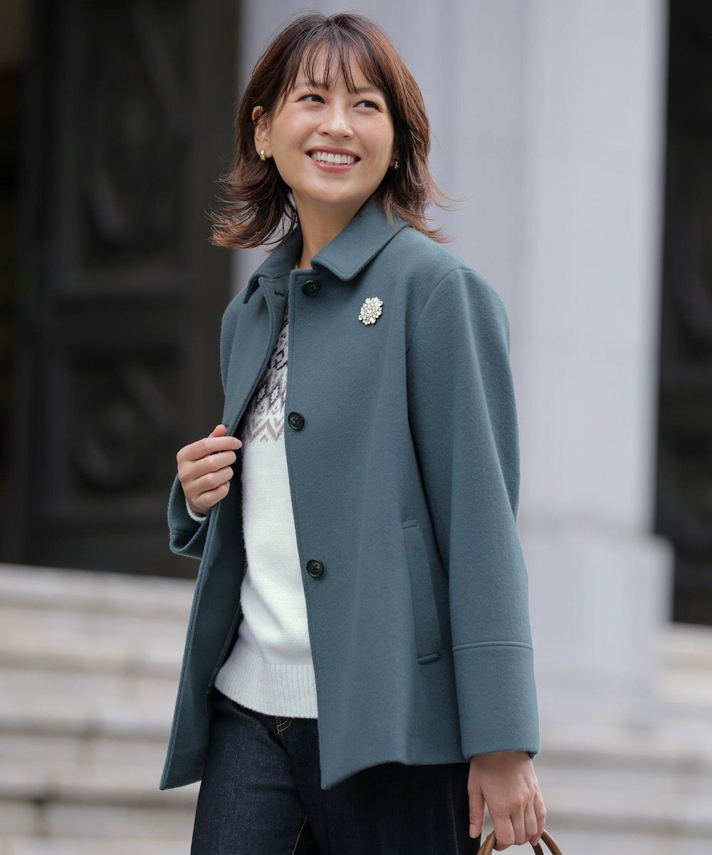 J.PRESS LADIES ショートビーバー ショート丈 ステンカラー コート 