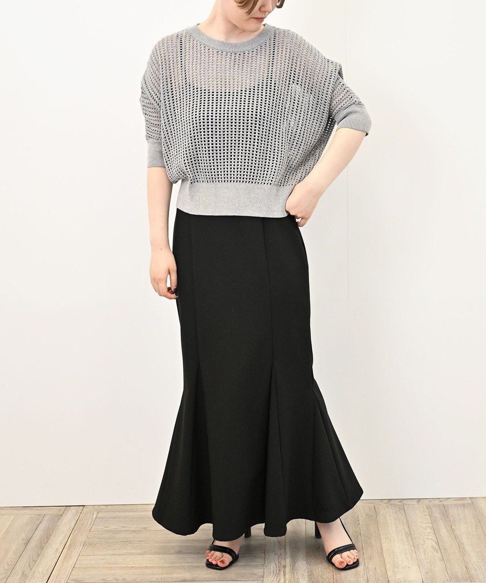 TOQUE 25SS新作〈大草直子さんアドバイザー〉【天然素材】シルク×コットン粗メッシュニットドルマンスリーブ5分袖 