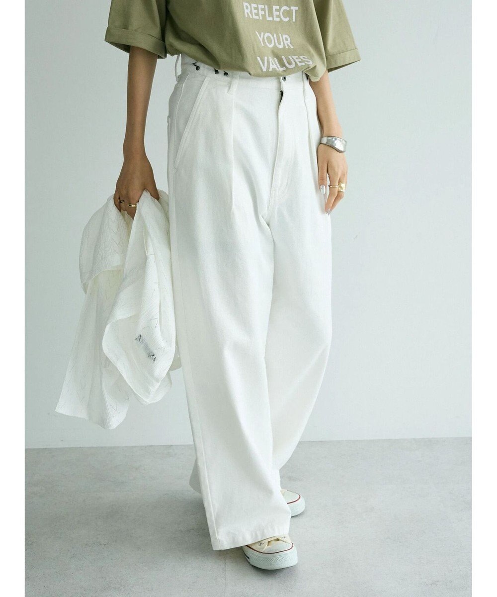 CRAFT STANDARD BOUTIQUE ホワイトデニムハイウエストワイドパンツ 