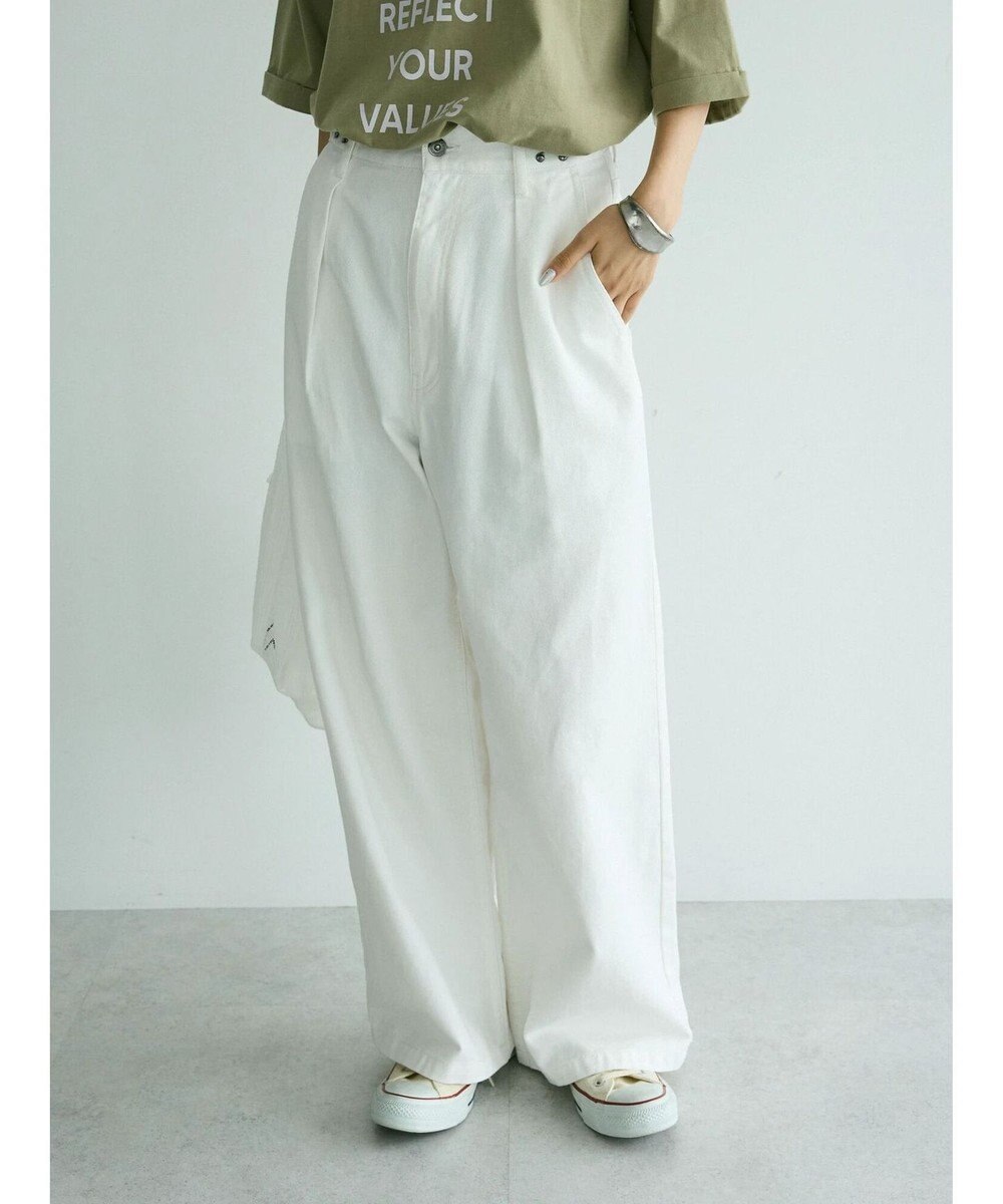 CRAFT STANDARD BOUTIQUE ホワイトデニムハイウエストワイドパンツ 
