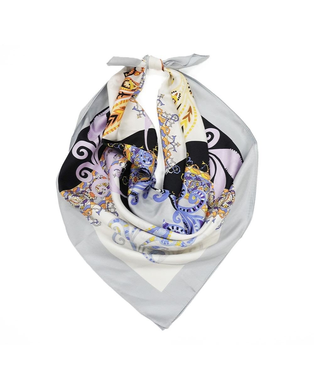 Marca ＜秋の新柄＞【Marcaオリジナル】サークルペイズリー  大判 シルクツイル スカーフ 