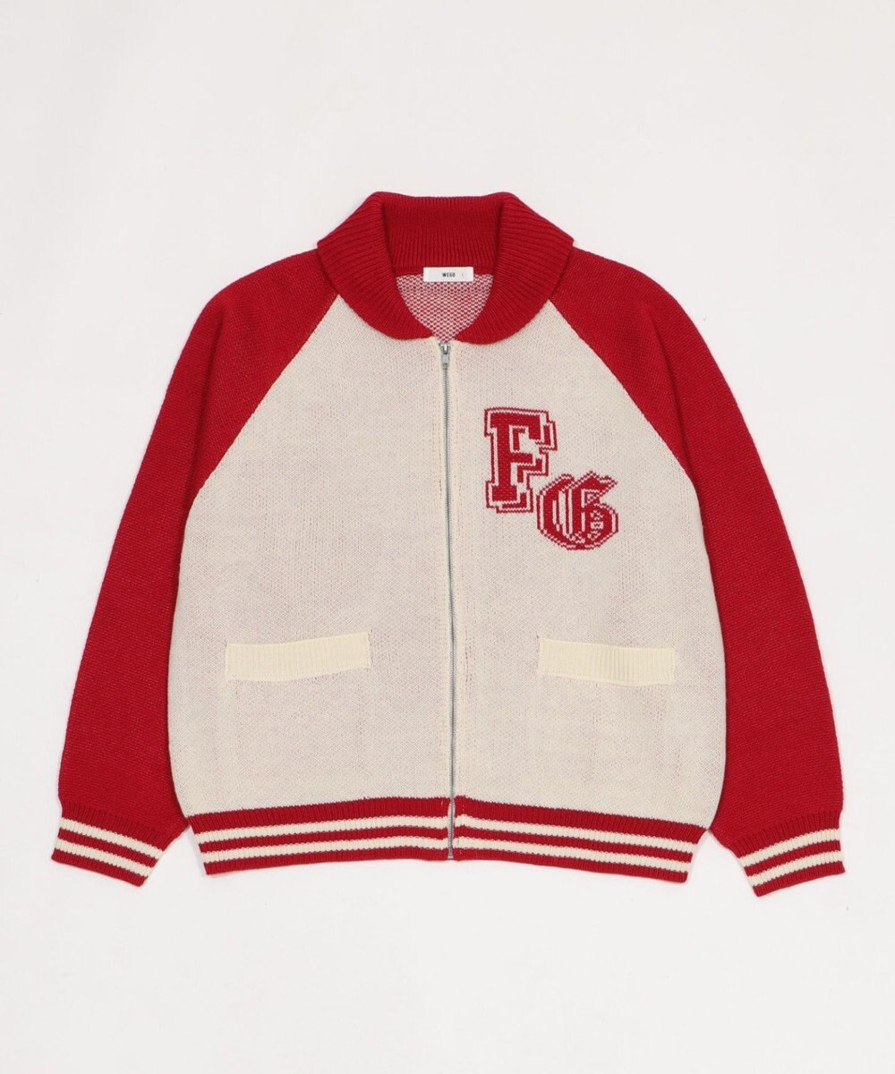 WEGO 【ユニセックス着用ITEM】グラフィックZIPニットブルゾン 
