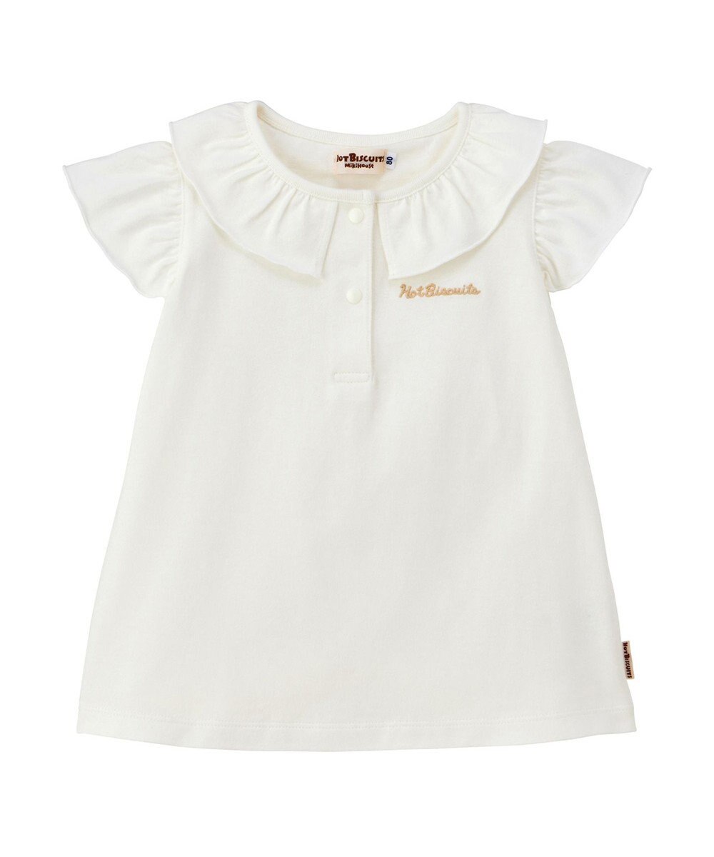 MIKI HOUSE HOT BISCUITS 【70-110cm】 天竺素材 フリル 半袖Tシャツ 