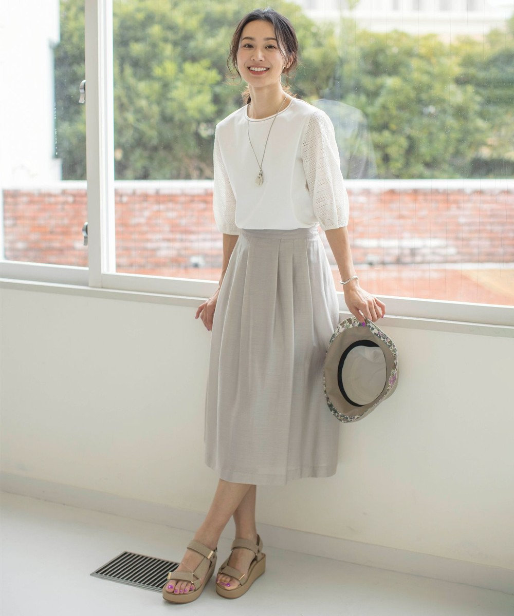 J.PRESS LADIES L 【WEB限定カラーあり】スムースジャージー 刺繍スリーブ カットソー 