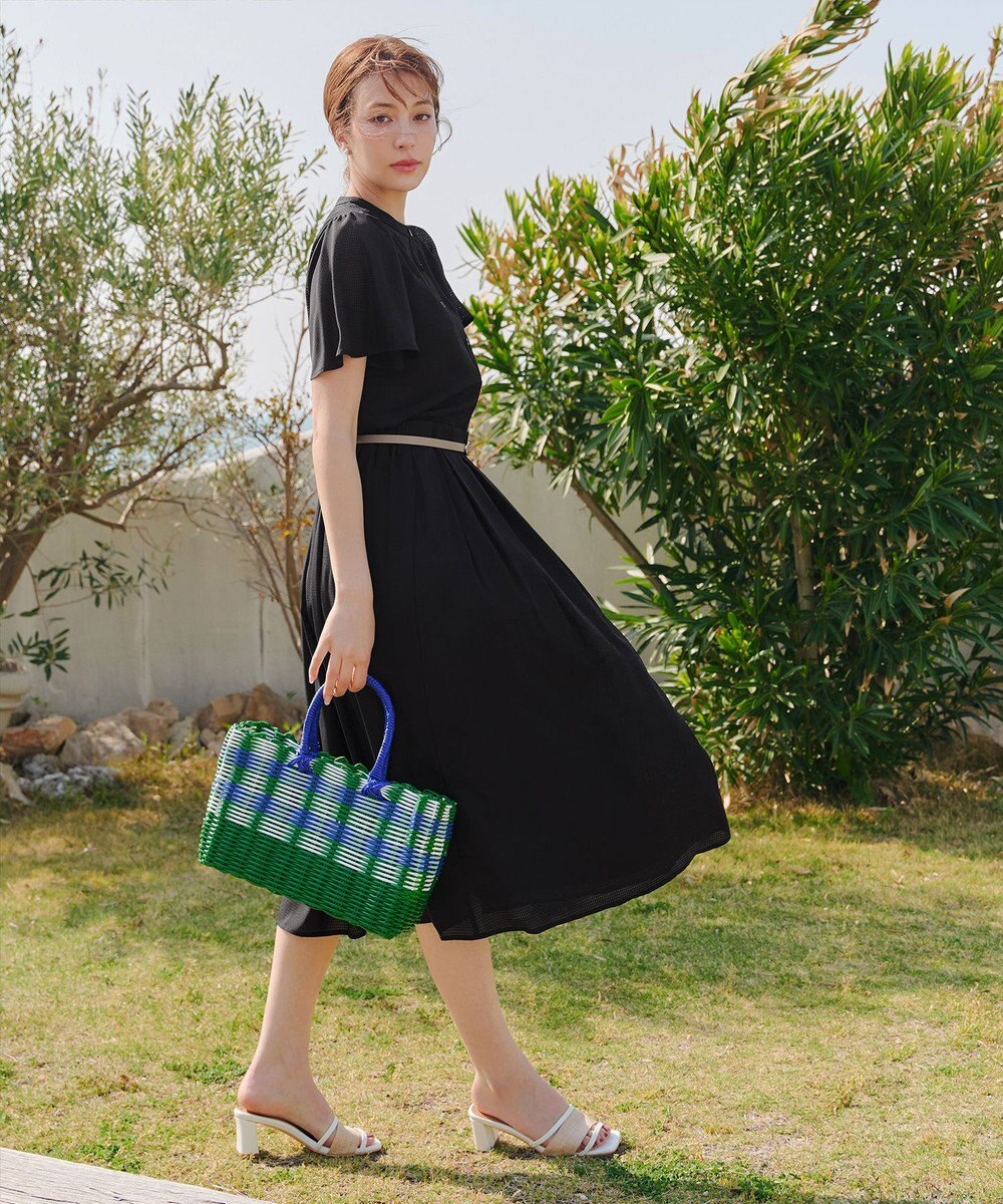 Tiaclasse L 【セットアップ対応・洗える】シアーチェックフレアスカート 