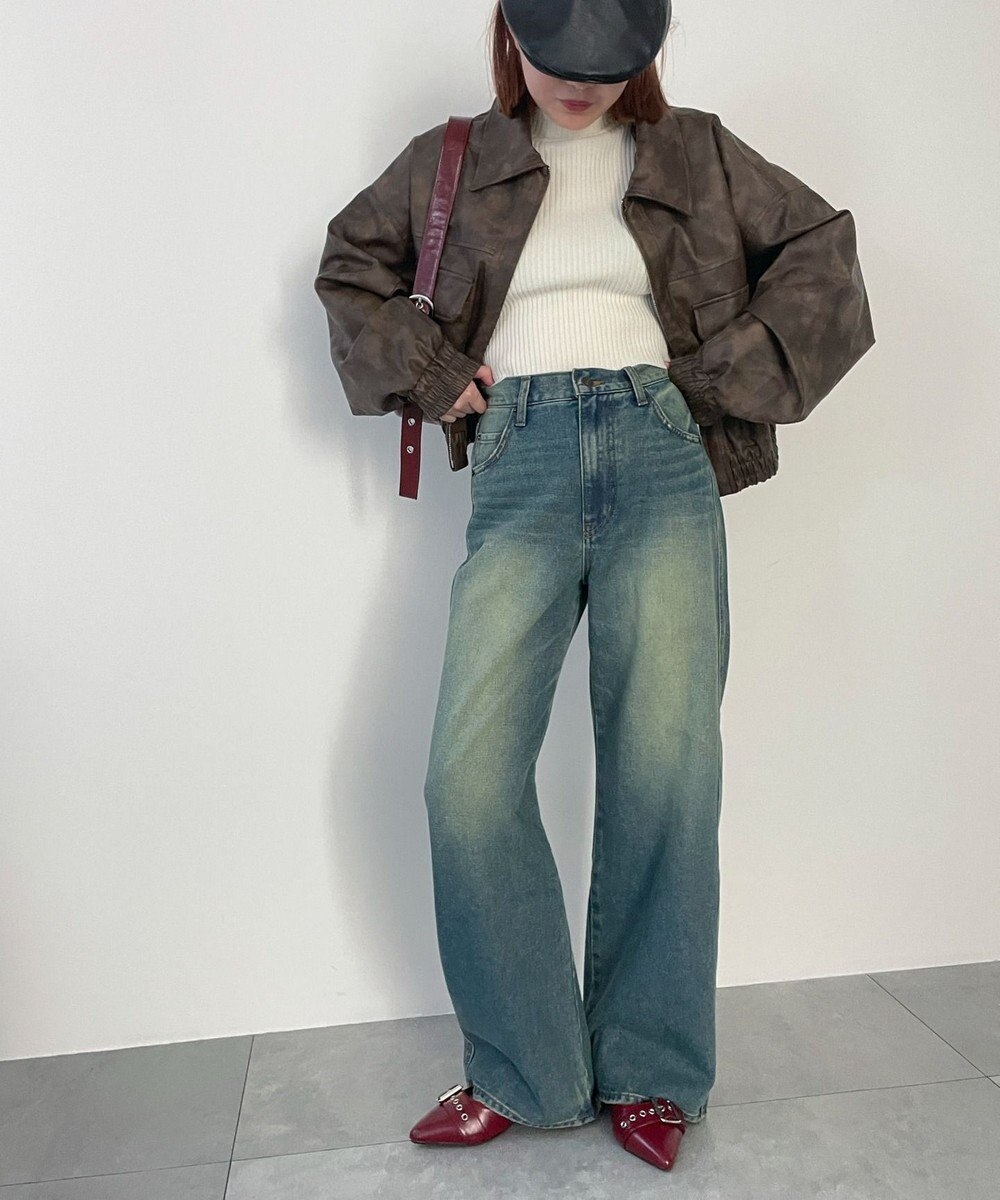 WEGO 【新色追加/美脚/XSSMLサイズ展開】ストレートデニムパンツ 