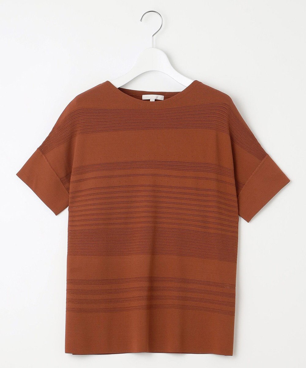 自由区 【UVカット・洗える】クレープストレッチボーダー ニット 