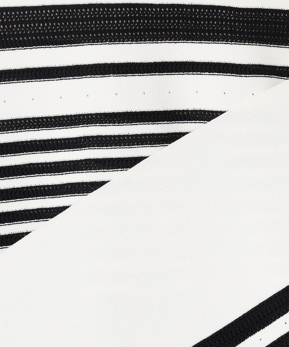 自由区 【UVカット・洗える】クレープストレッチボーダー ニット 