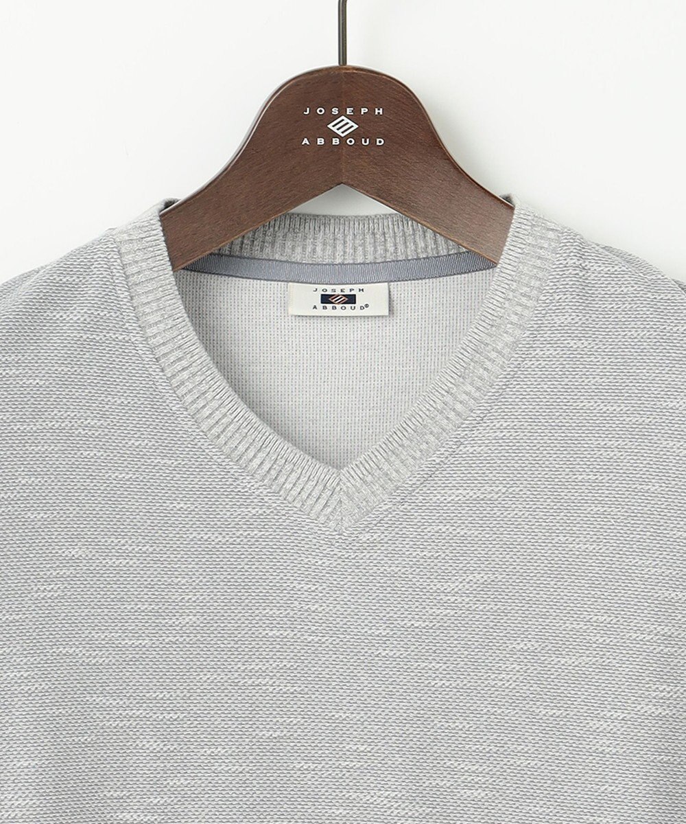 JOSEPH ABBOUD 【オーガニックコットン/JAPANファブリック】スラブインレイ Vネック 長袖 Ｔシャツ 