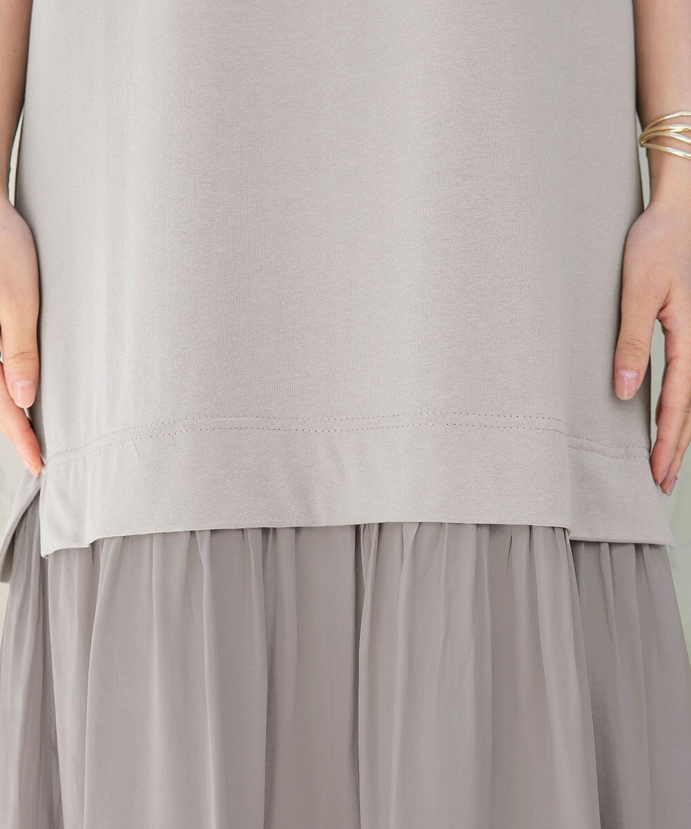 Tiaclasse 【洗える】カットソーコンビヴィンテージサテンワンピース 