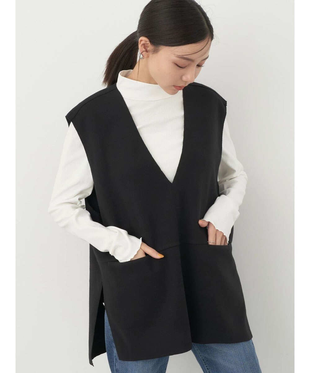 earth music&ecology ＳＥＴ２点圧縮風ポンチベスト＋リブタートル 