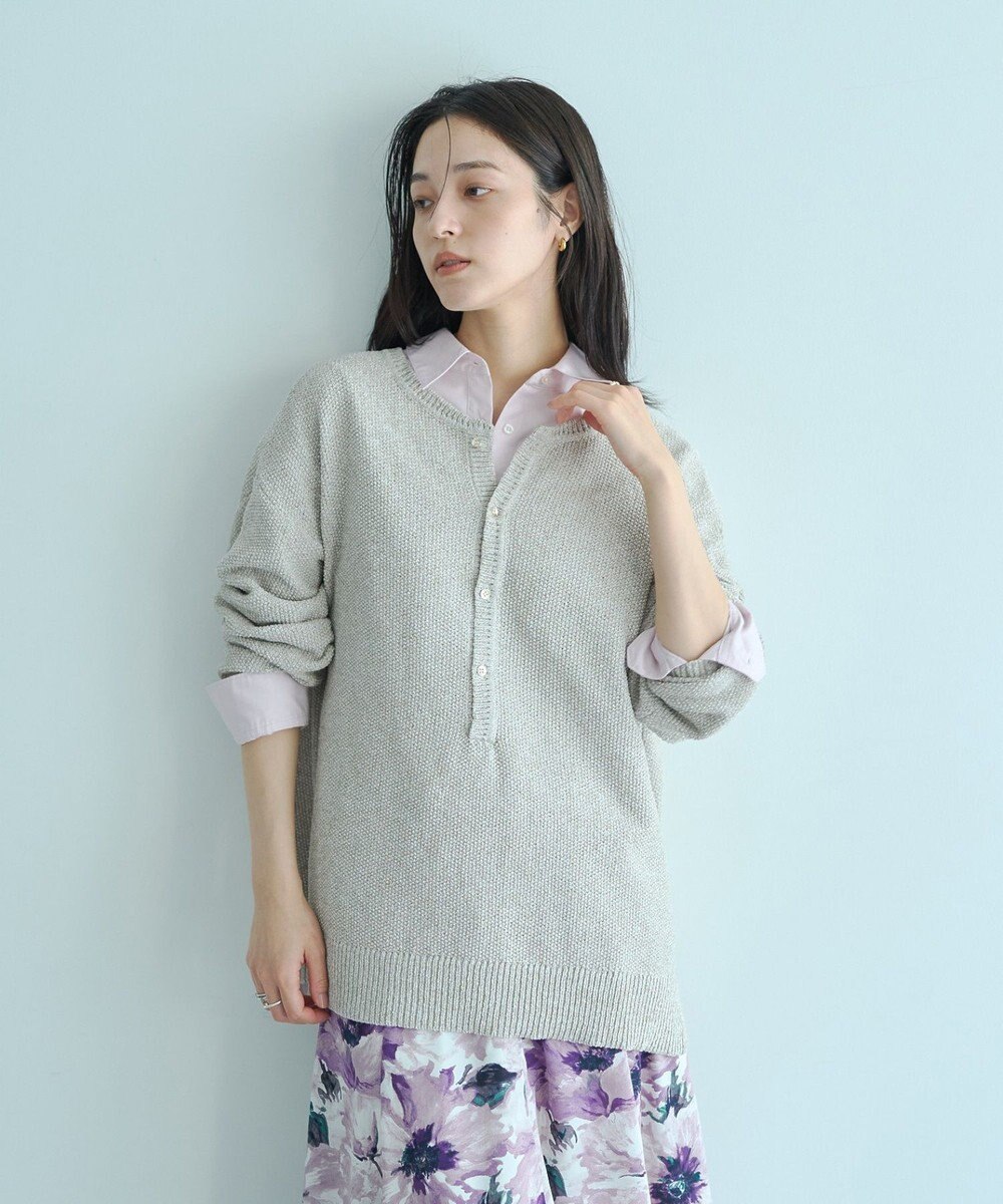 YECCA VECCA 2wayヘンリーネックルーズニット 