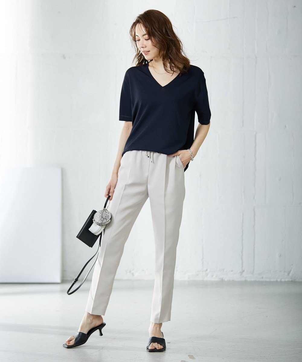 ICB L 【新色追加・洗える】 FluidBackSatin ドロストパンツ 