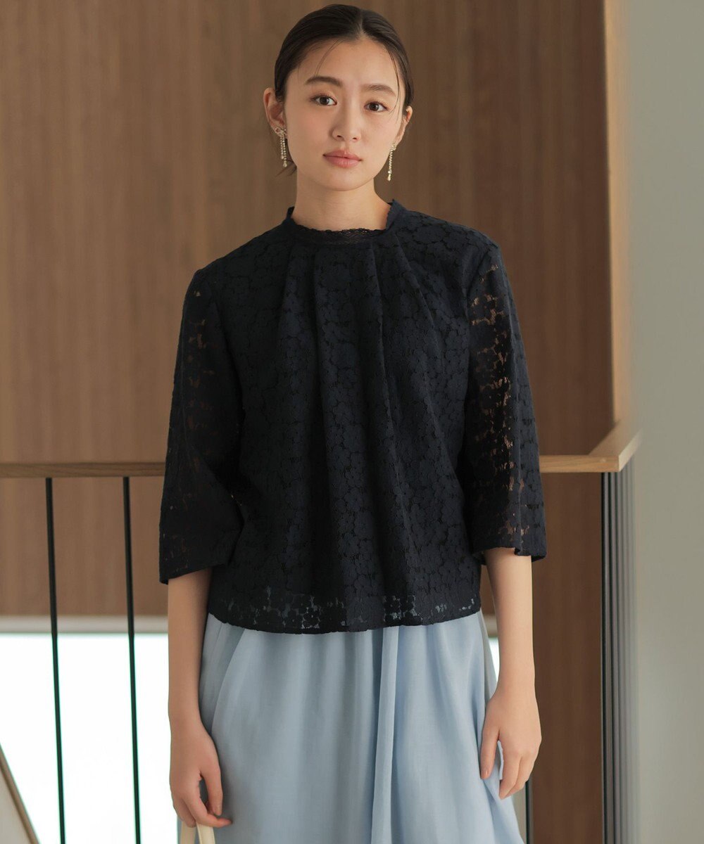 組曲 L フラワーラッセルレーススタンド襟 ブラウス 