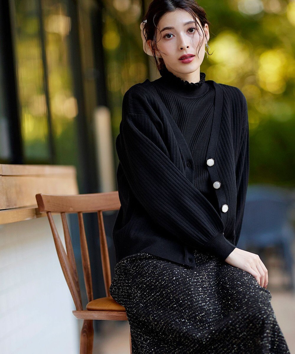 Tiaclasse ラメツイードAラインフレアスカート 