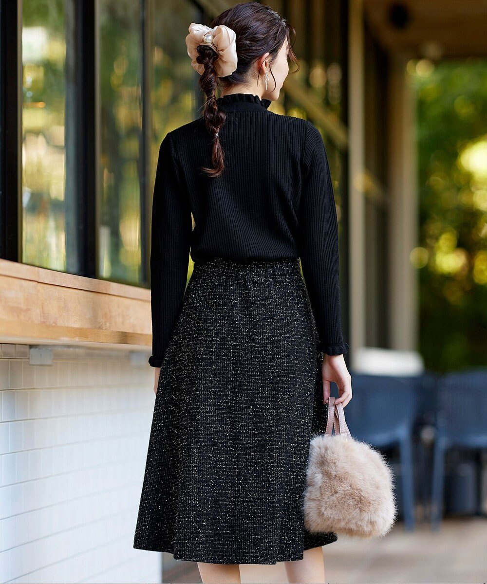 Tiaclasse ラメツイードAラインフレアスカート 