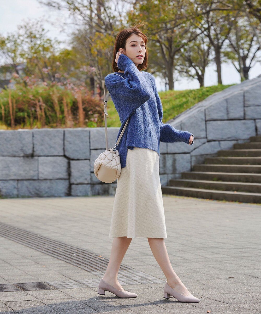 Tiaclasse ラメツイードAラインフレアスカート 