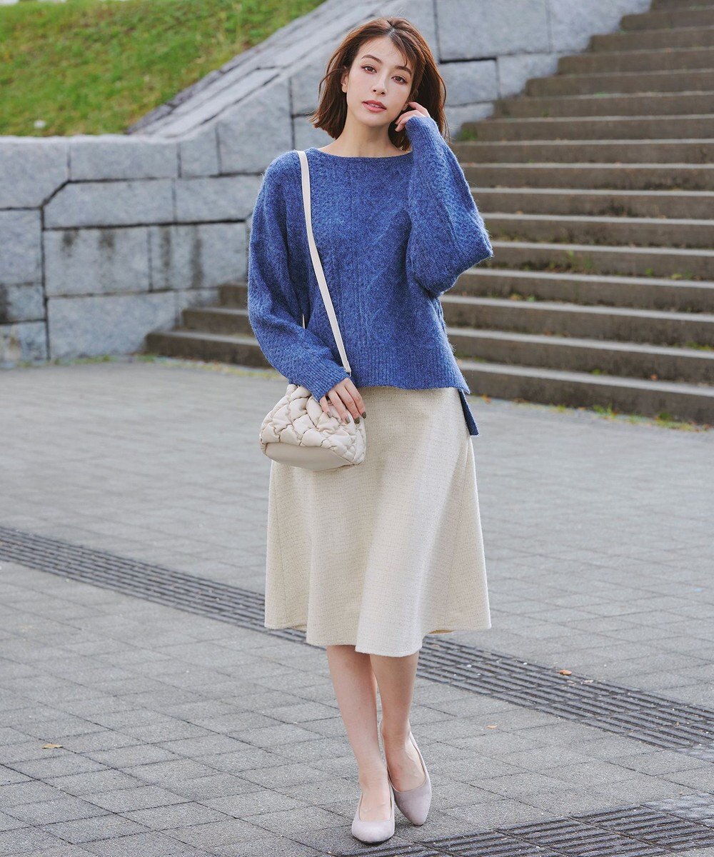 Tiaclasse ラメツイードAラインフレアスカート 