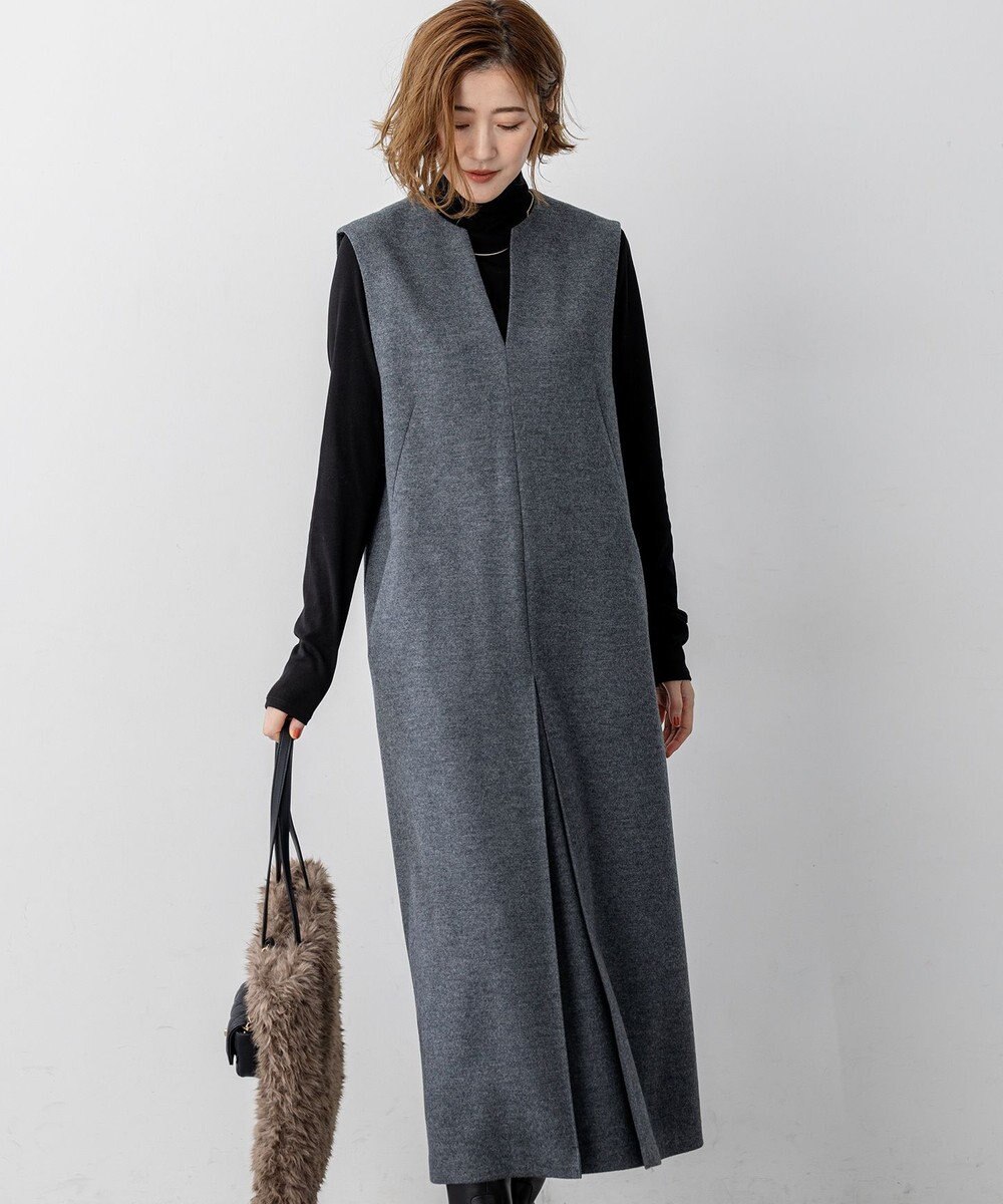 23区 L ウールミルドジャージー ボックスタック ジャンパースカート 