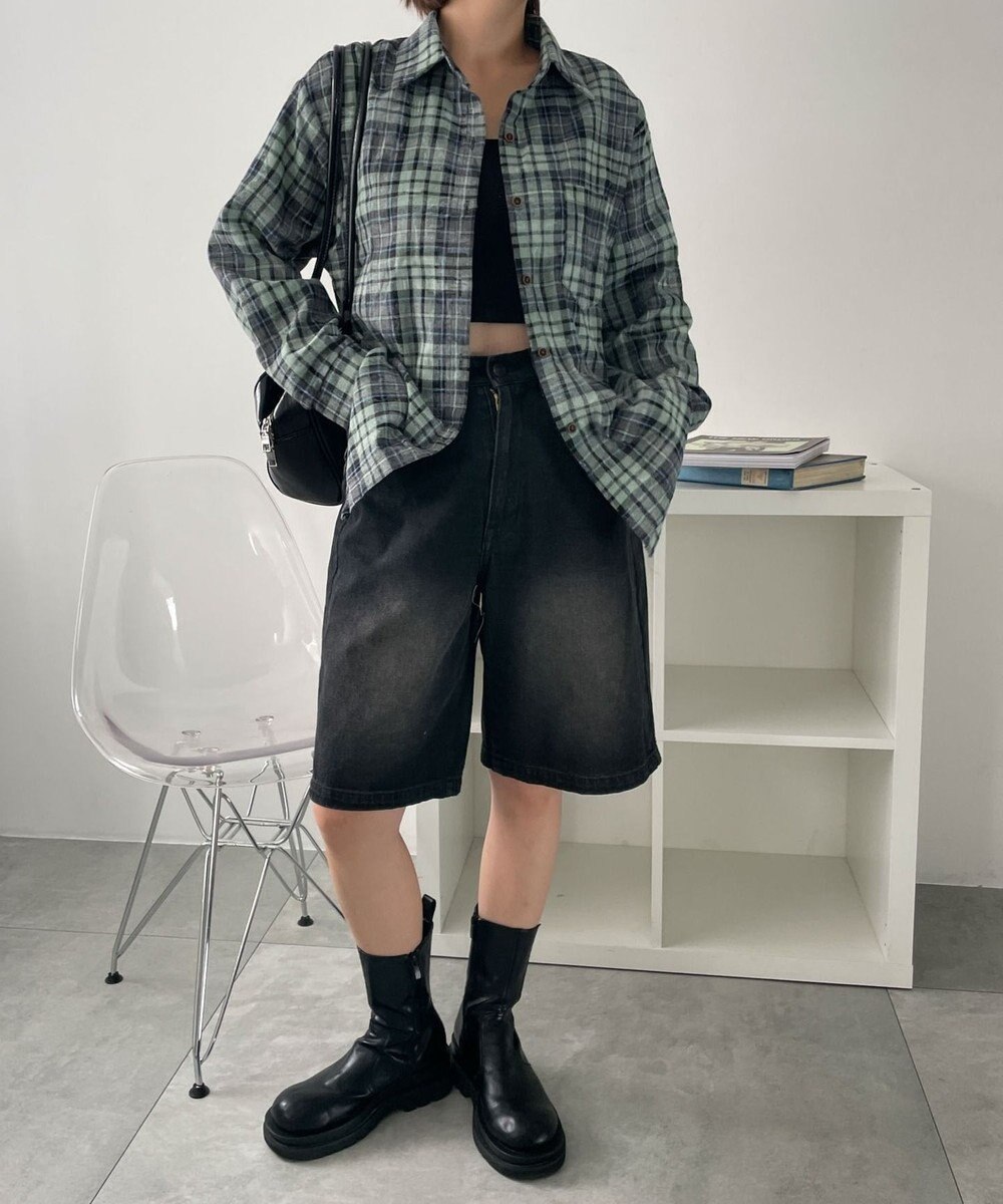 WEGO オーバーサイズチェックネルシャツ 