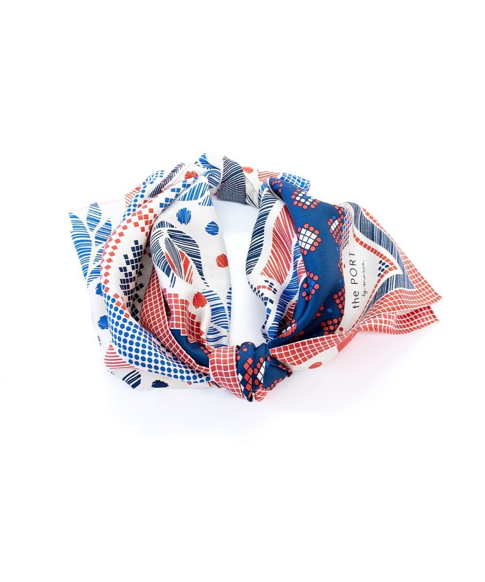 Marca 【the PORT by marca】EMBROIDERY 小判 シルクツイル スカーフ 