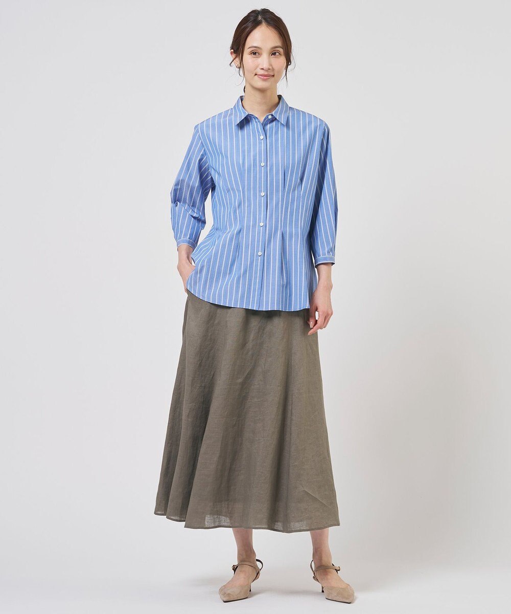 J.PRESS LADIES L TC ハイカウントストライプ シャツ ブラウス 