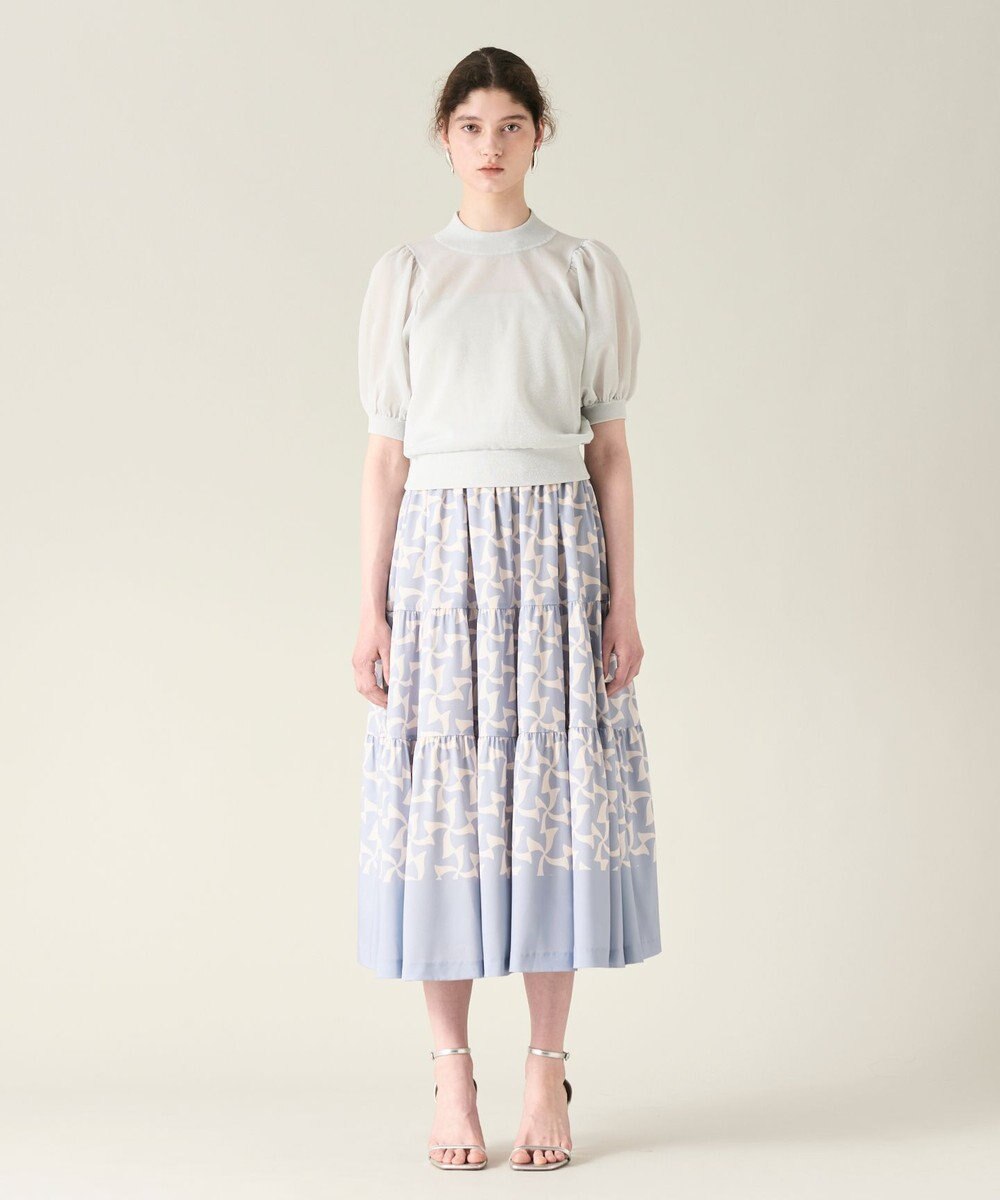 GRACE CONTINENTAL ラメシアーパフニットトップ 