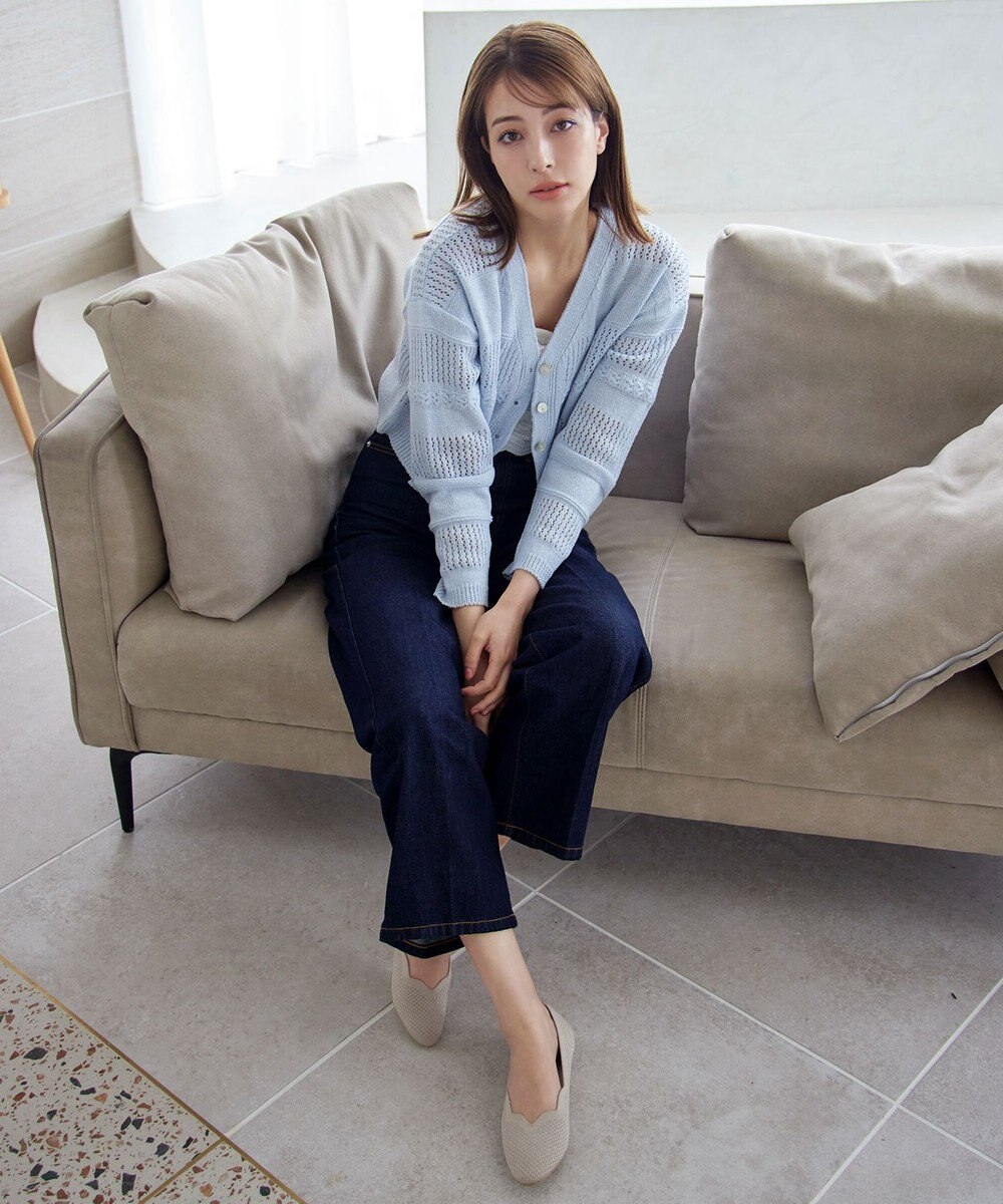 Tiaclasse 【洗える/撥水】スカラップニットフラットパンプス 