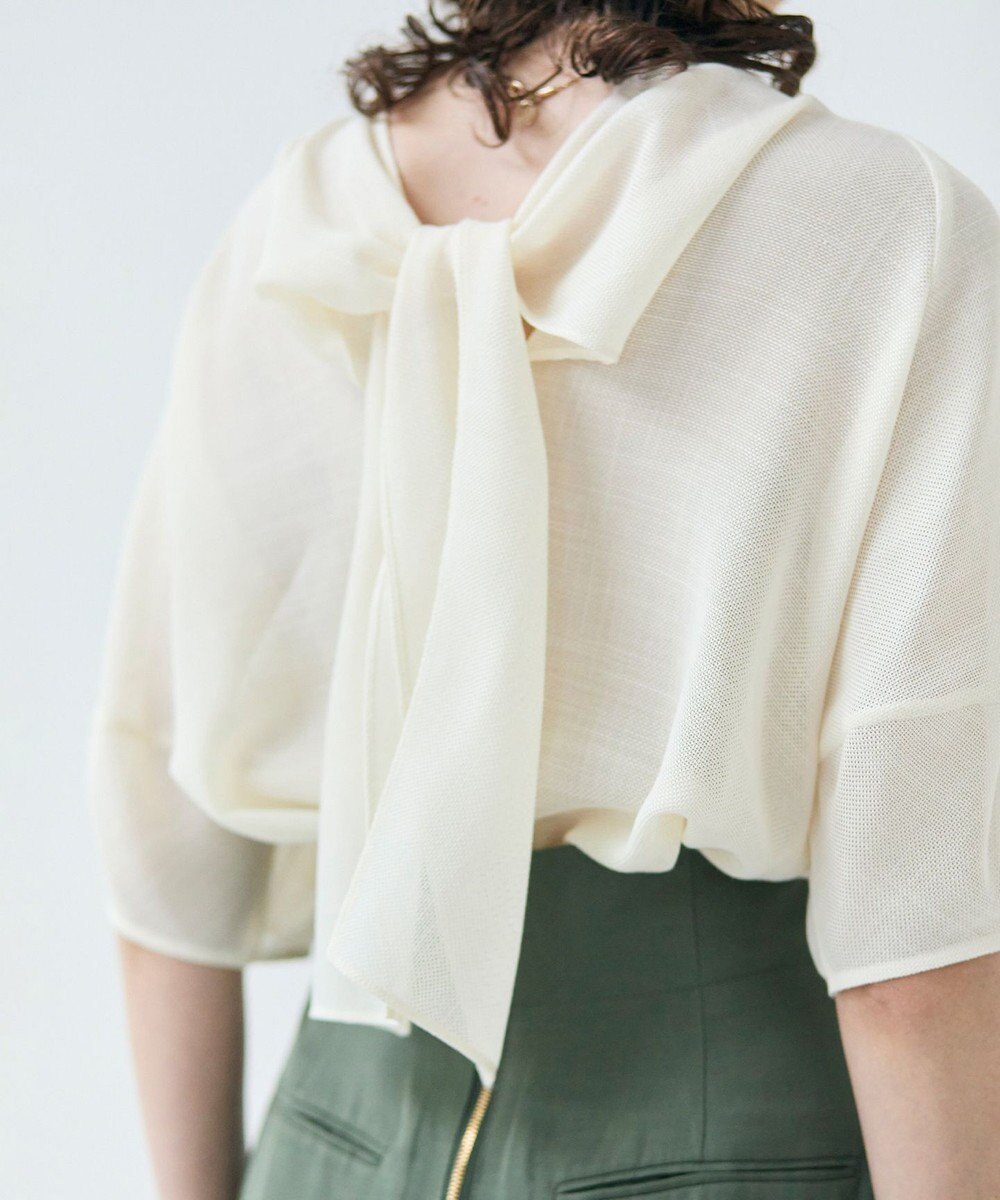 BEIGE， LIATRIS / バックリボン ハーフスリーブブラウス 