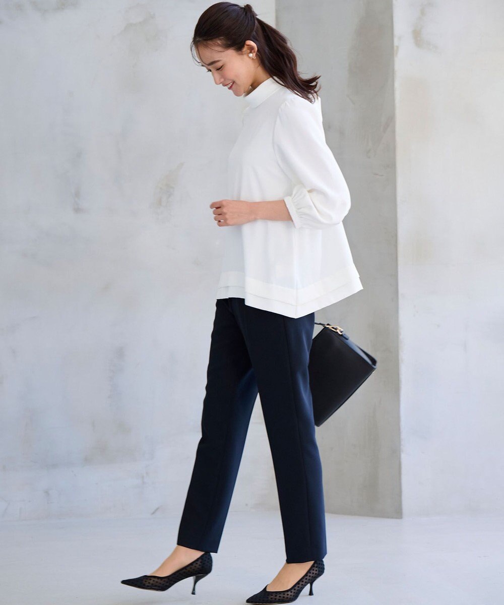 組曲 L 【KUMIKYOKU NAVY】ジョーゼットシフォン2WAY ボウタイブラウス 