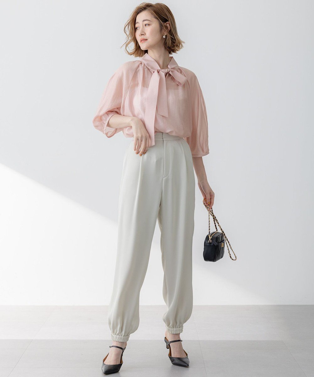 23区 【防シワ性/吸水速乾】ジョーゼットサテン ジョグパンツ 