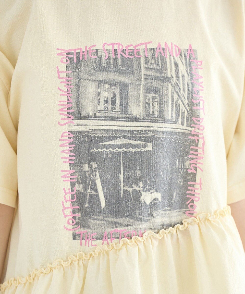 earth music&ecology 異素材ドッキンググラフィックTシャツ 