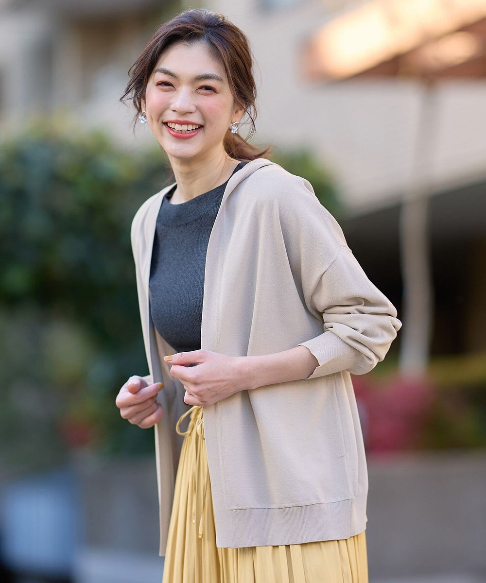 ANY L ニットフーディーカーディガン 