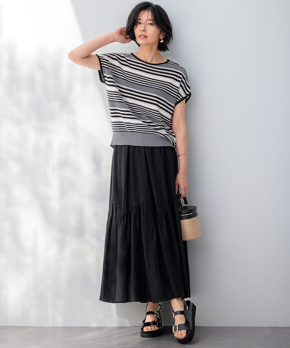 23区 S 【洗える】コットンアセテート バックボタン ニット 