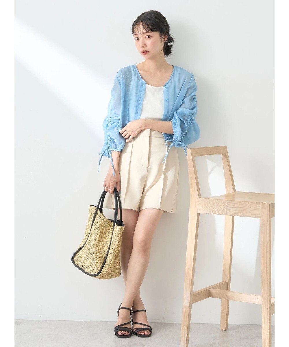 earth music&ecology キラキラシアーギャザーシャツ 